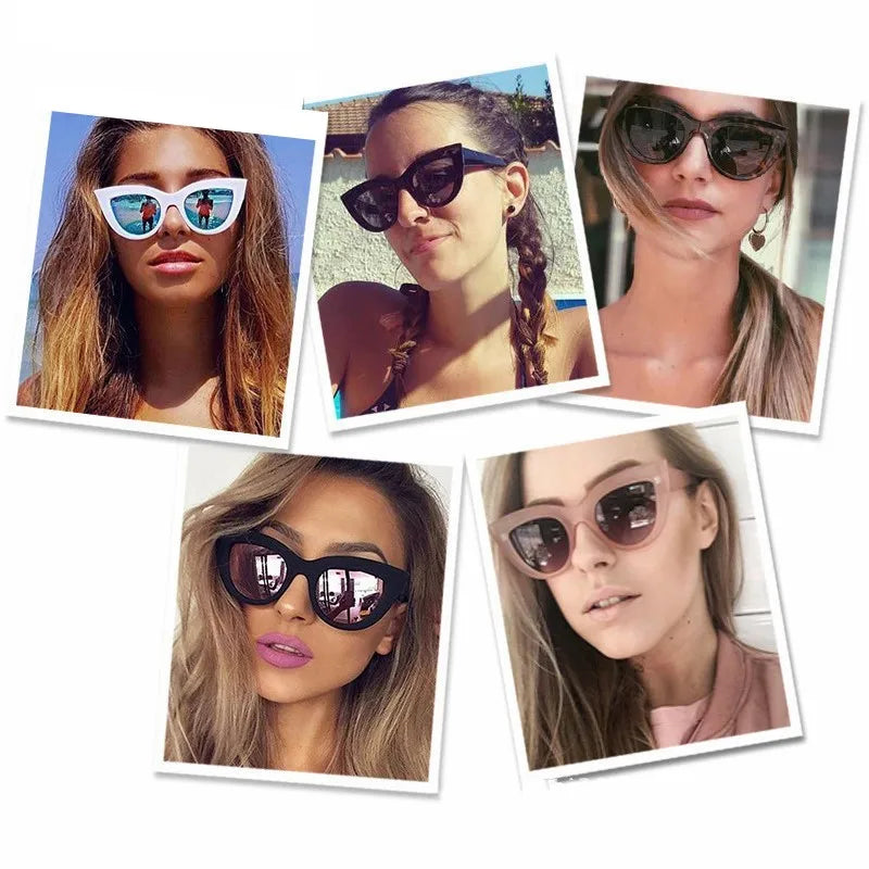Big Cat Eye Sun glasses – Retro Designer Sunglasses in Black, Pink, and Blue