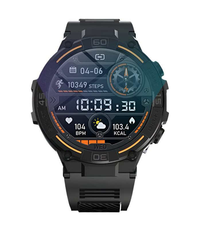 Outdoor Military Rugged Smartwatch – GPS, Bluetooth Calls & Fitness Tracking