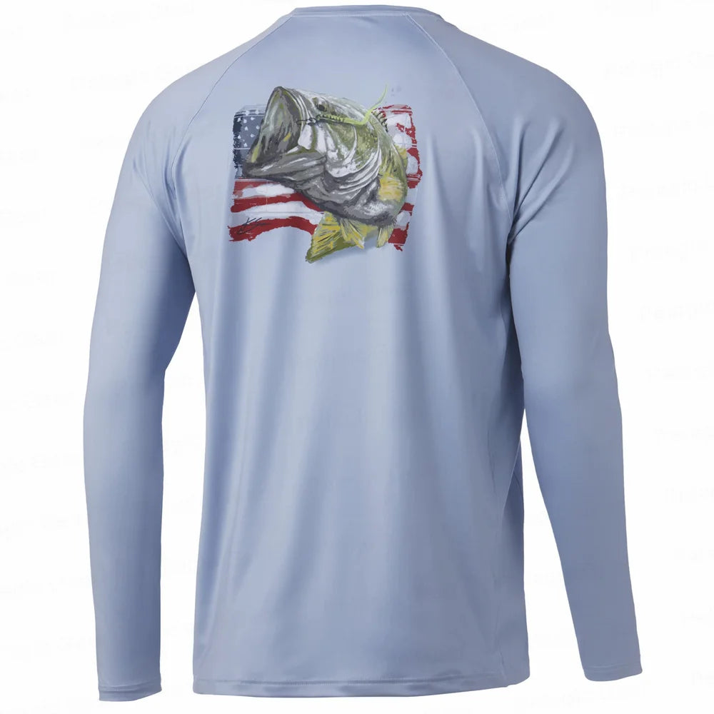 UPF 50+ Hooded Fishing Shirt with Fish Motif – Style Meets Performance