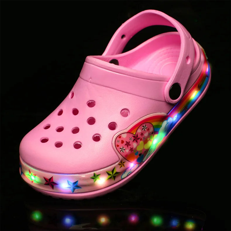 LED Light-Up Kids' Crocs Style Hole Sandals – Breathable & Waterproof Summer Shoes