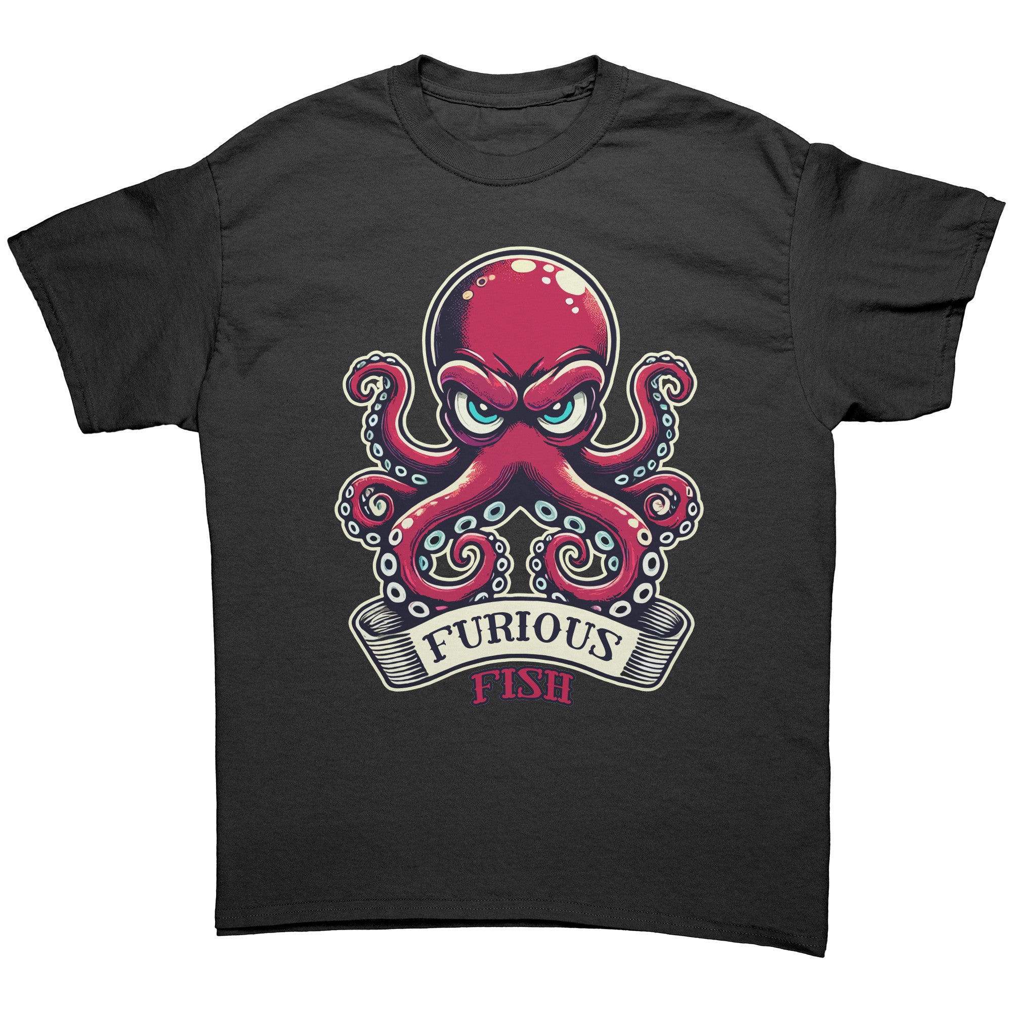 Watch out for the ink with Ozzy the Octopus - Furiopus Fish Tee's (Adult Unisex)