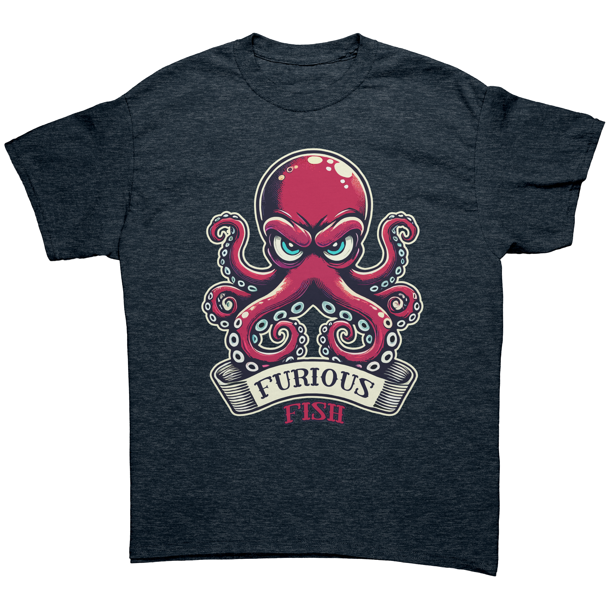 Watch out for the ink with Ozzy the Octopus - Furiopus Fish Tee's (Adult Unisex)