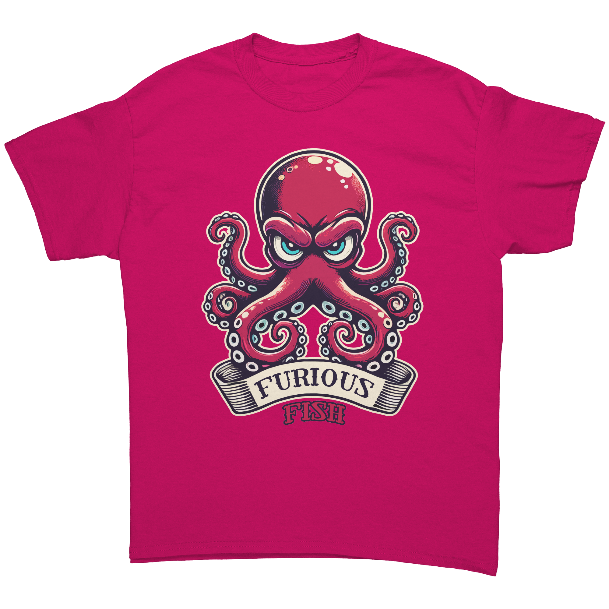 Watch out for the ink with Ozzy the Octopus - Furiopus Fish Tee's (Adult Unisex)