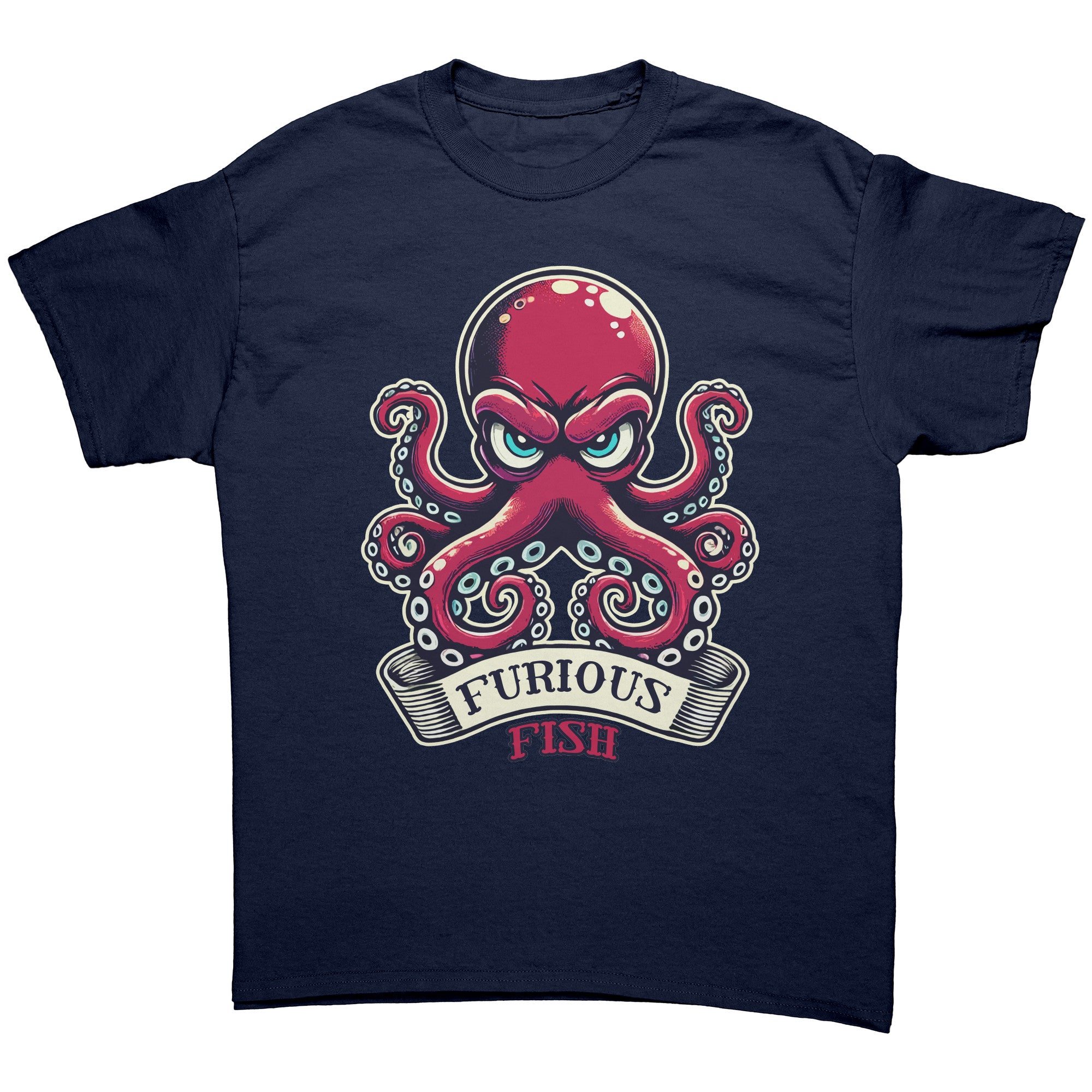 Watch out for the ink with Ozzy the Octopus - Furiopus Fish Tee's (Adult Unisex)