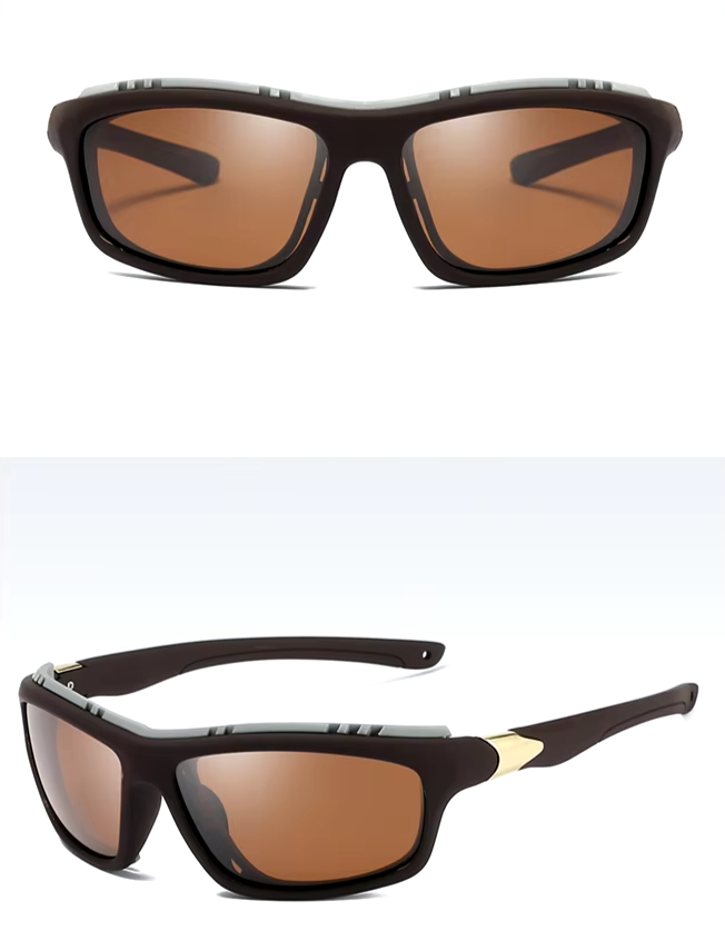 Nearsighted Prescription Sunglasses with Night Vision Lenses – Polarized Sports Sunglasses for Men - Bronze